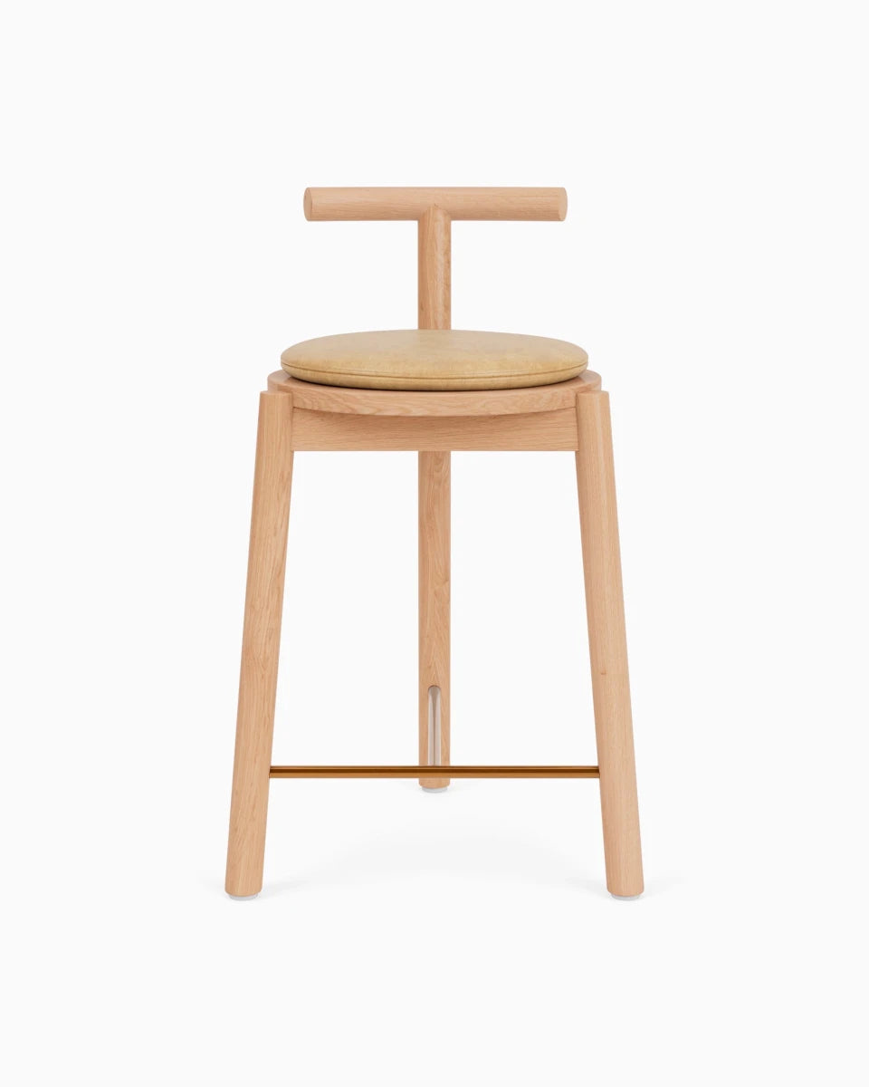 White Oak Frame / Sunflower Leather Cushion / Counter (24" Height)