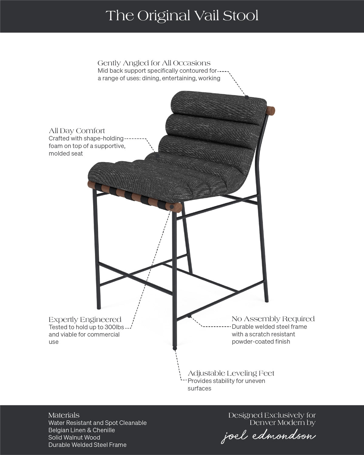 Onyx Linen / Walnut / Counter (24" Height)