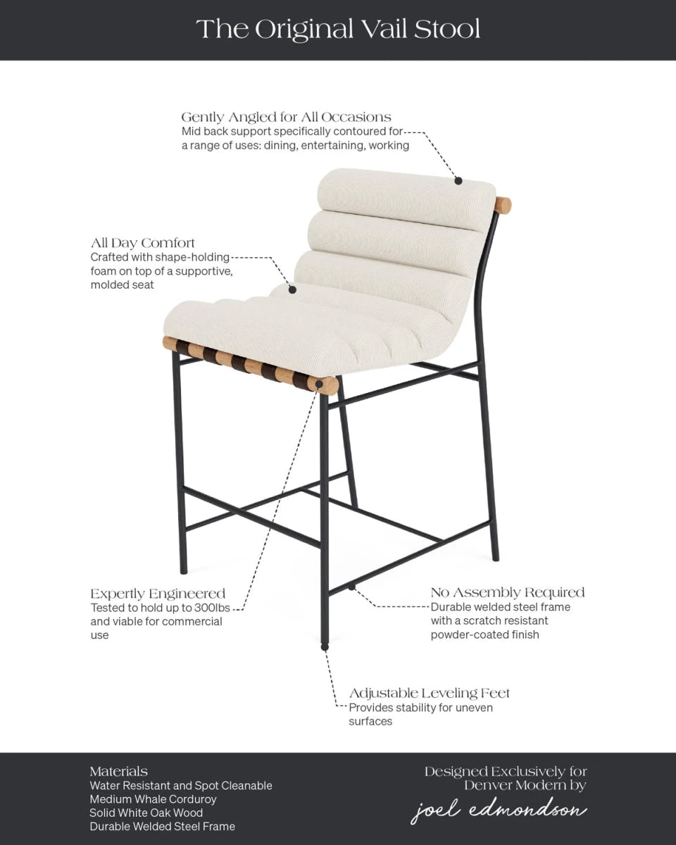 Cream Corduroy / White Oak / Counter (24" Height)