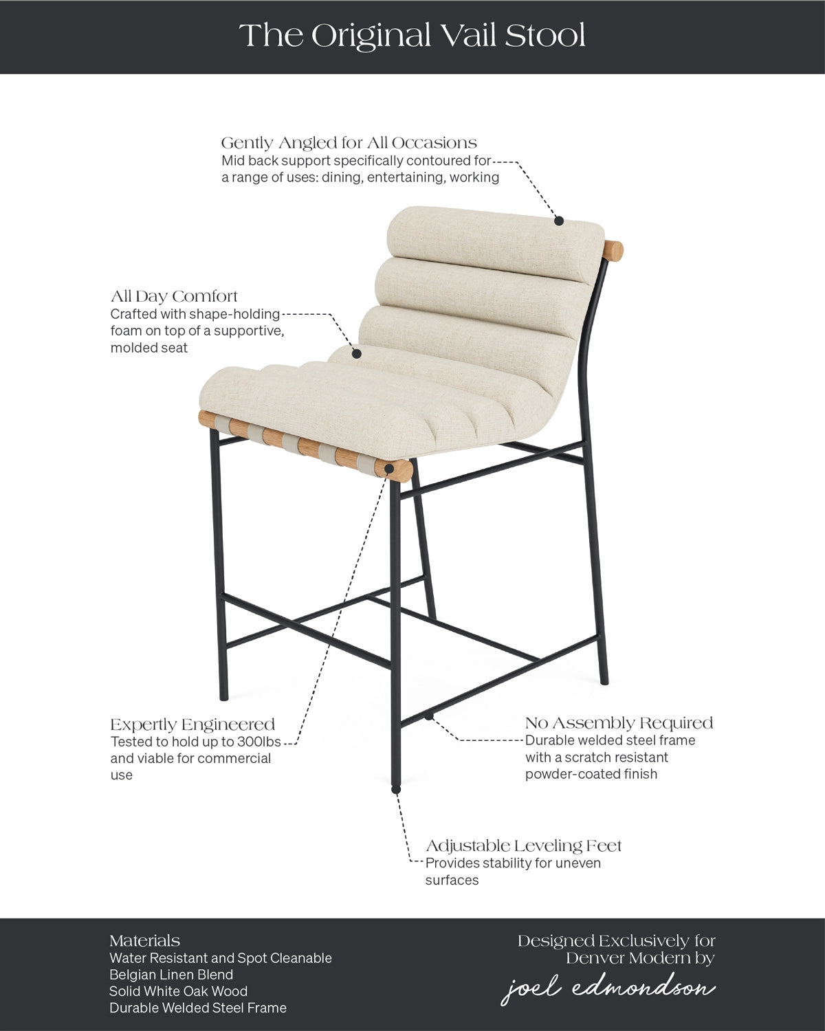 Pearl Linen / White Oak / Counter (24" Height)