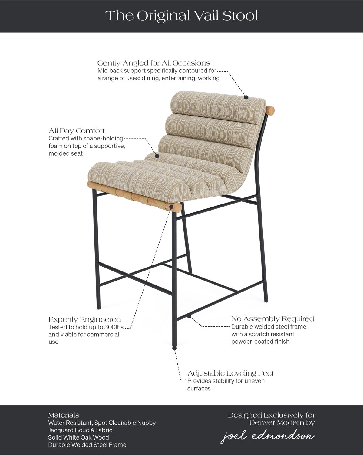 Sand Boucle / White Oak / Counter (24" Height)