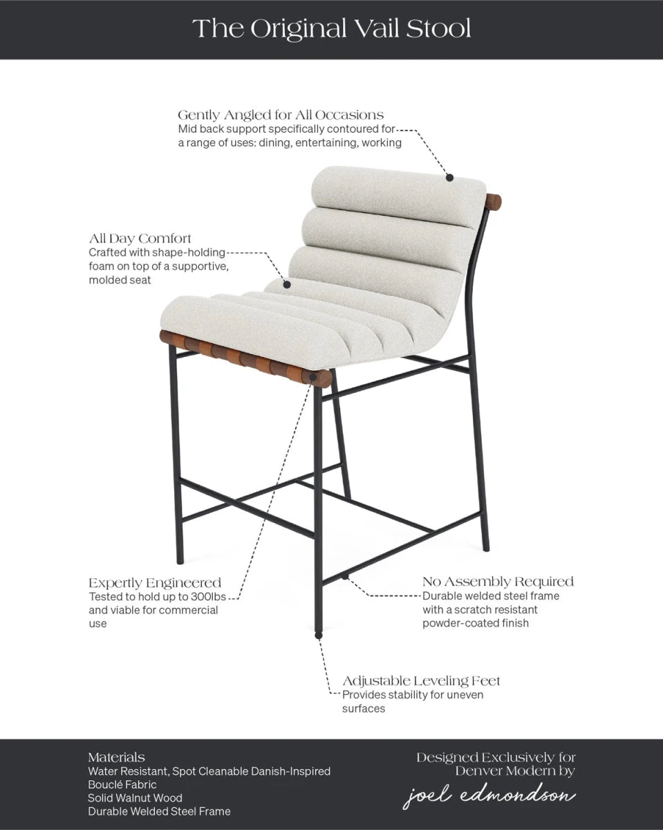 White Boucle / Walnut / Counter (24" Height)