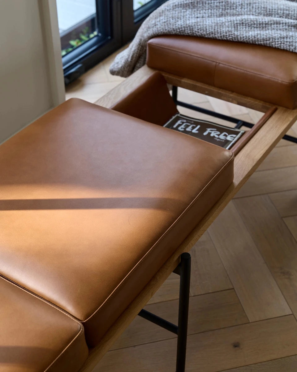 Saddle Leather / White Oak / 86" Long