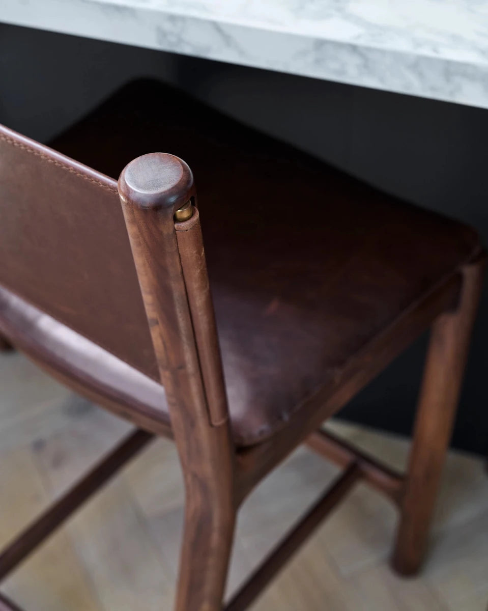 Chestnut Brown Leather Seat / Chestnut Brown Leather Back / Walnut Frame