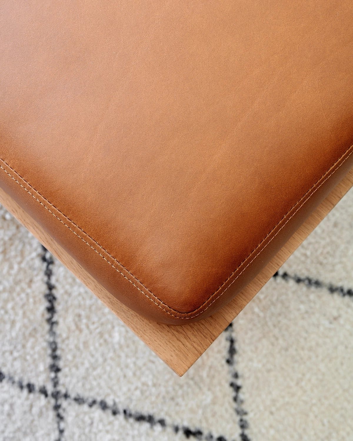 White Boucle / Saddle Leather / White Oak Deck / 60" Long