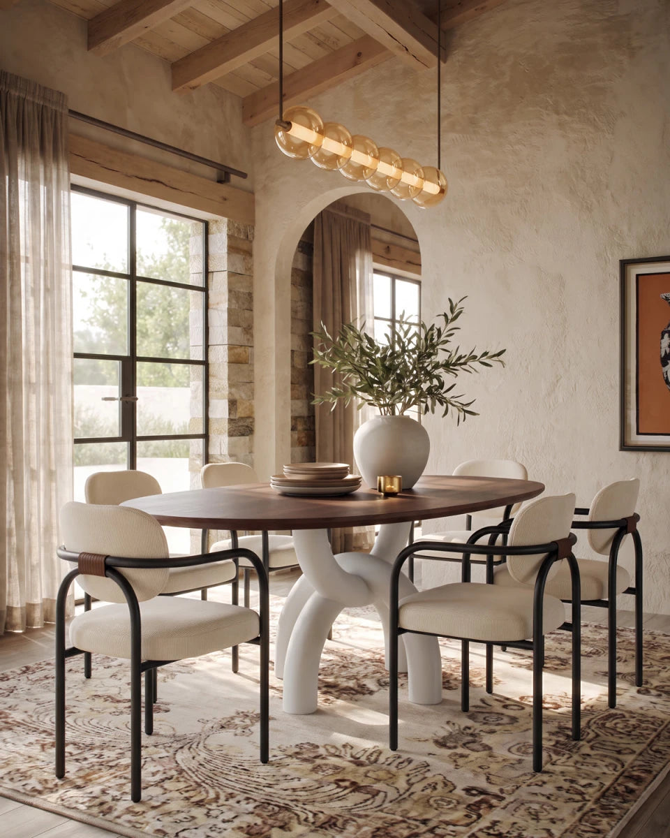 Walnut Top / White Plaster Base / 82" length | Seats 6