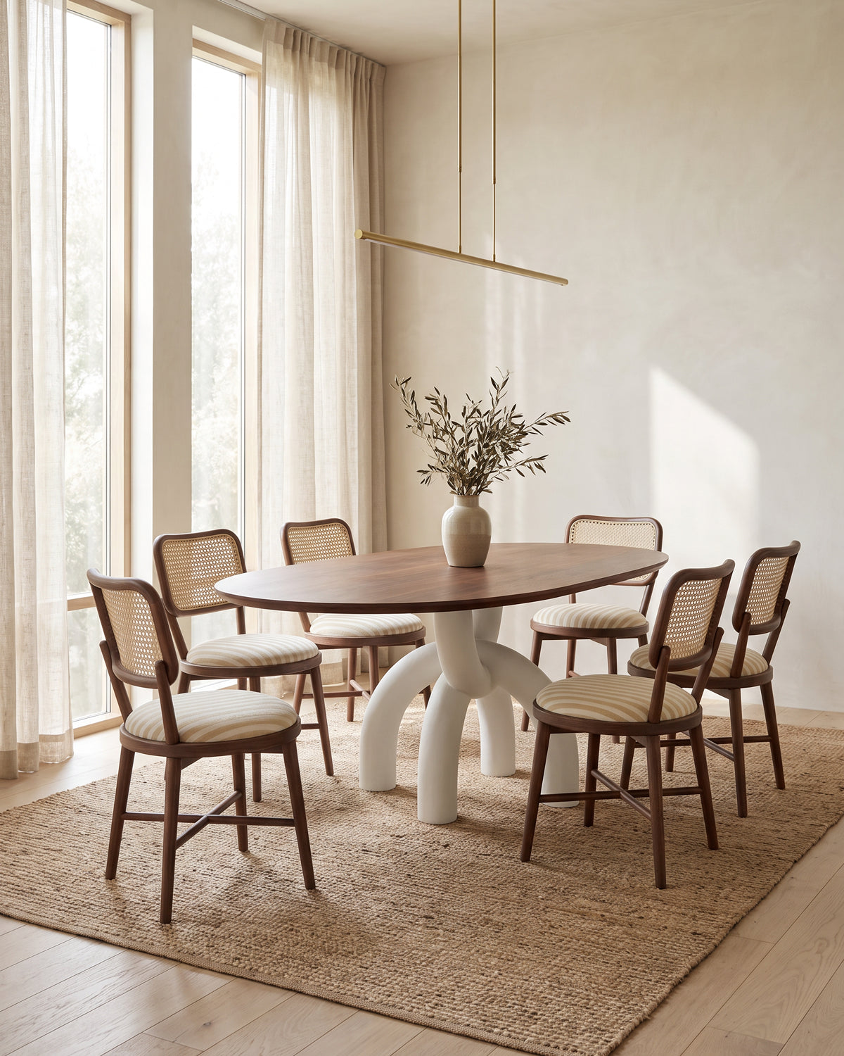 Walnut Top / White Plaster Base / 82" length | Seats 6