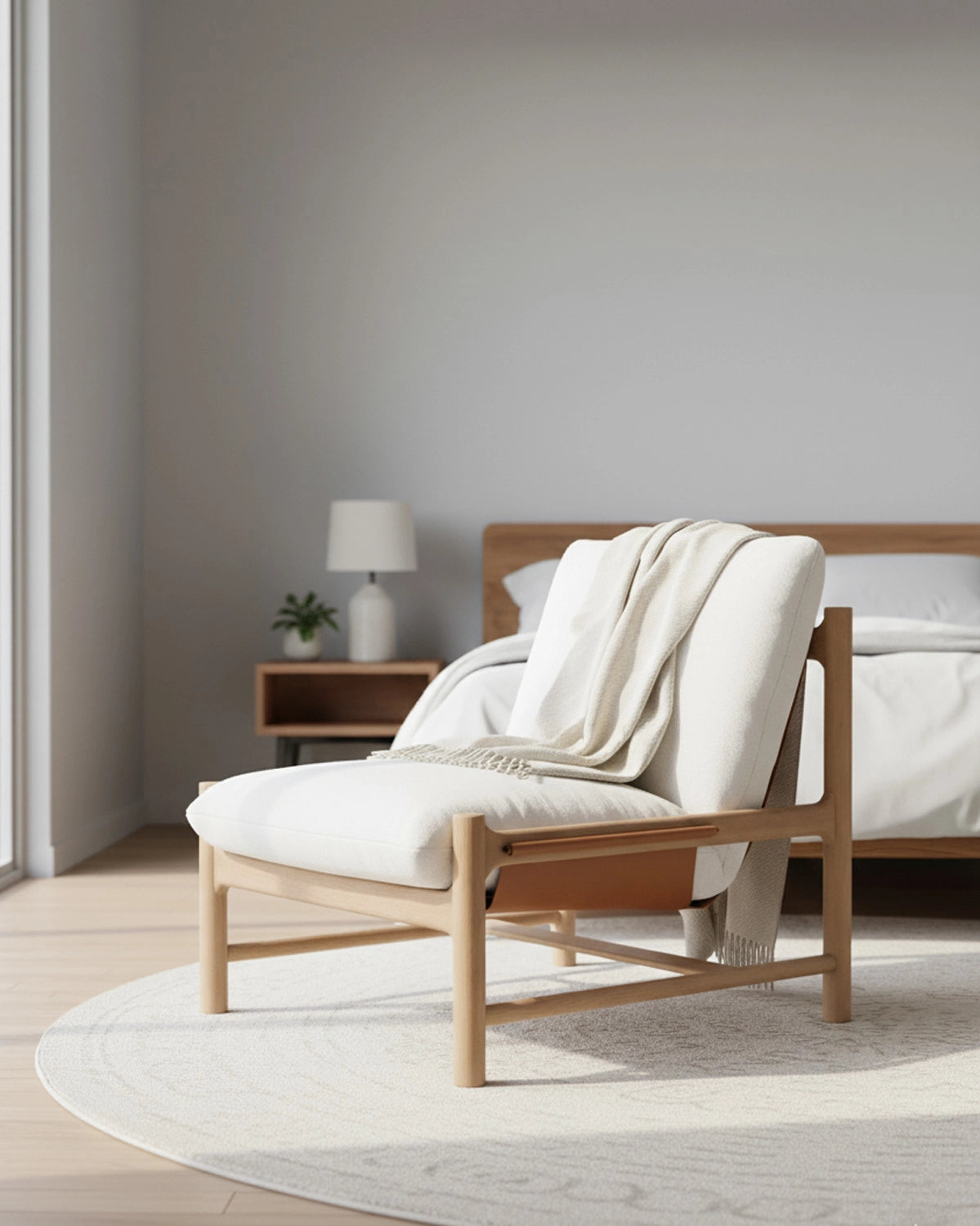 Dove FIQA Boucle / Saddle Leather / White Oak