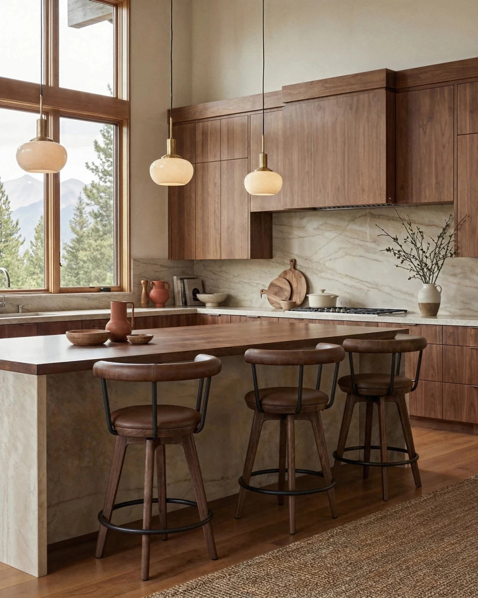 Chestnut Brown Leather / Walnut / Counter (25.5" Height)