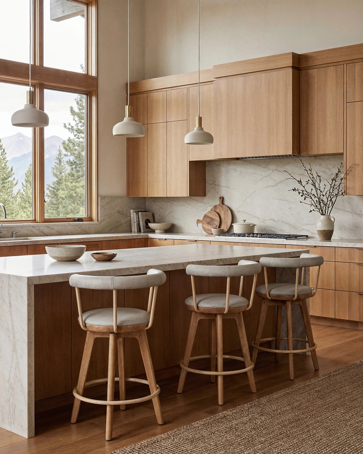 Pearl Leather / White Oak / Counter (25.5" Height)