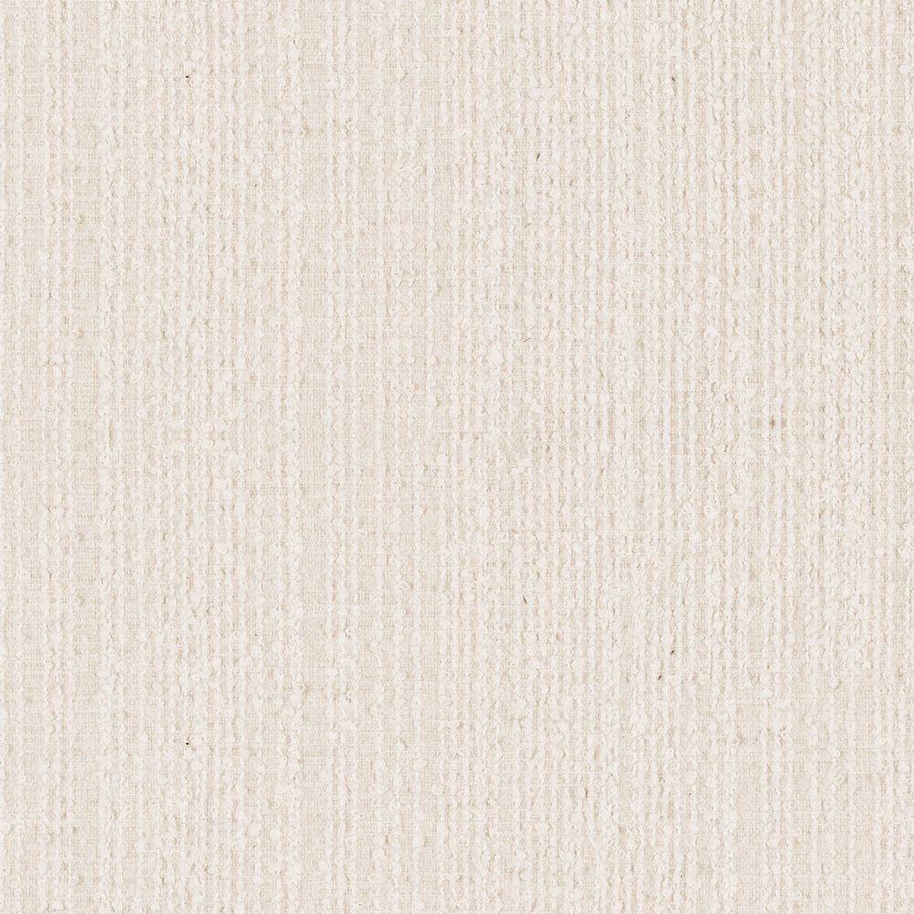 Cream-colored boucle fabric with a textured, nubby weave pattern throughout.