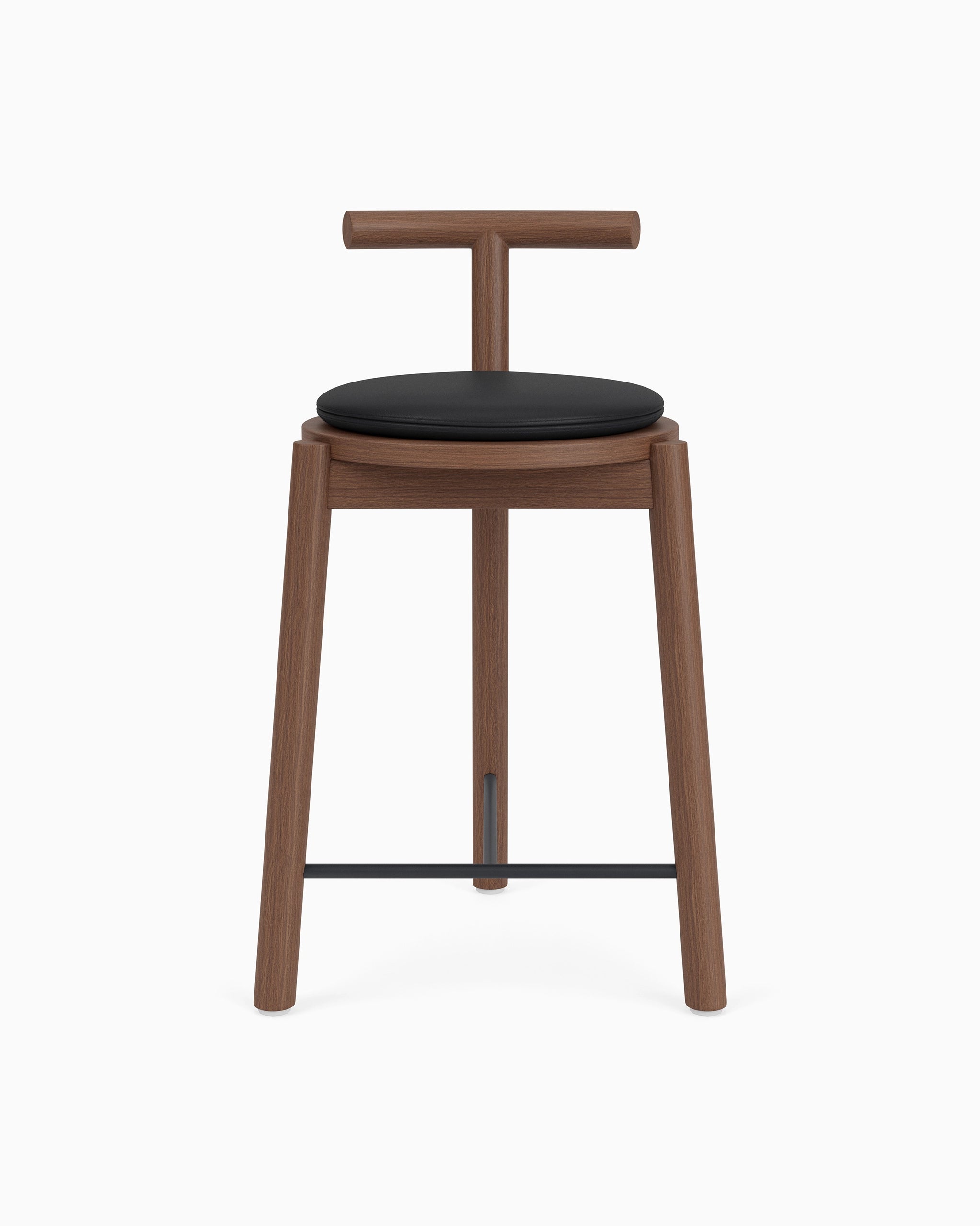 Walnut Frame / Black Leather Cushion