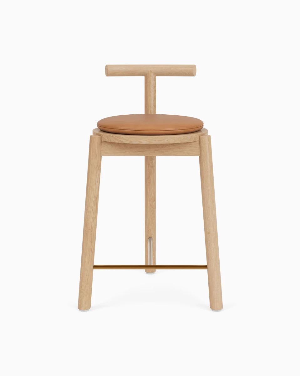 White Oak Frame / Saddle Leather Cushion / Counter (24" Height)