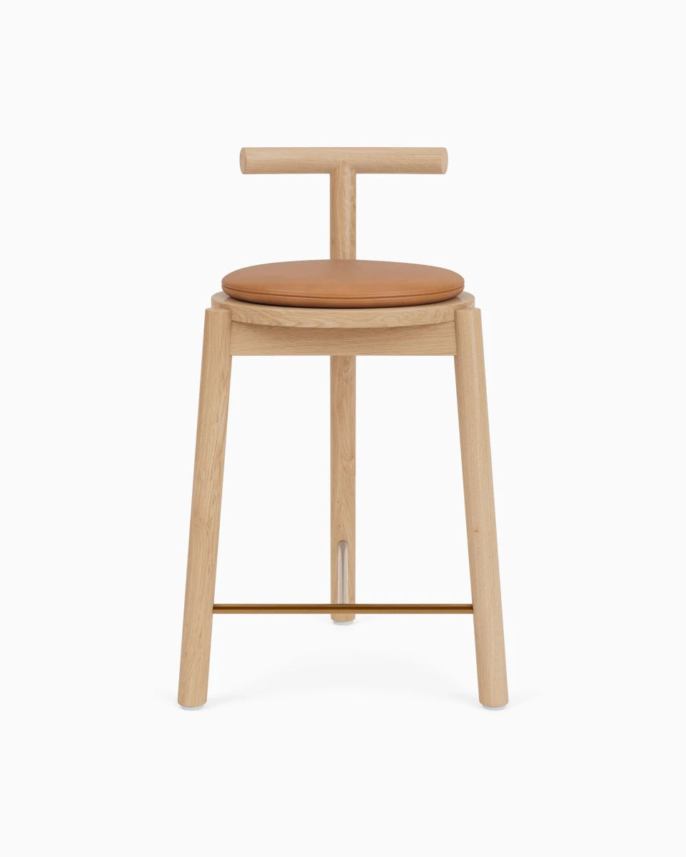 White Oak Frame / Saddle Leather Cushion / Counter (24" Height)