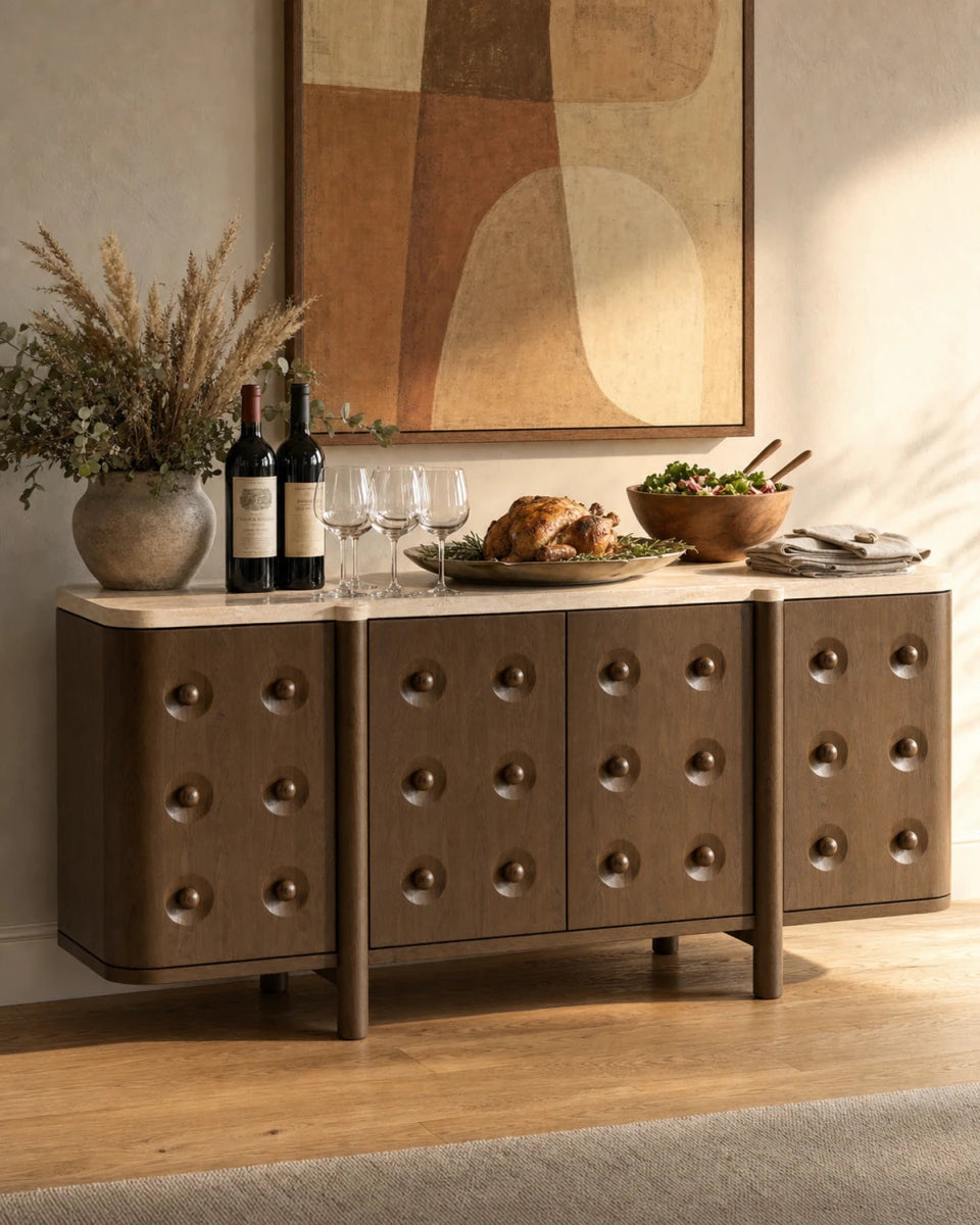 Espresso Oak / Travertine Top / 68"