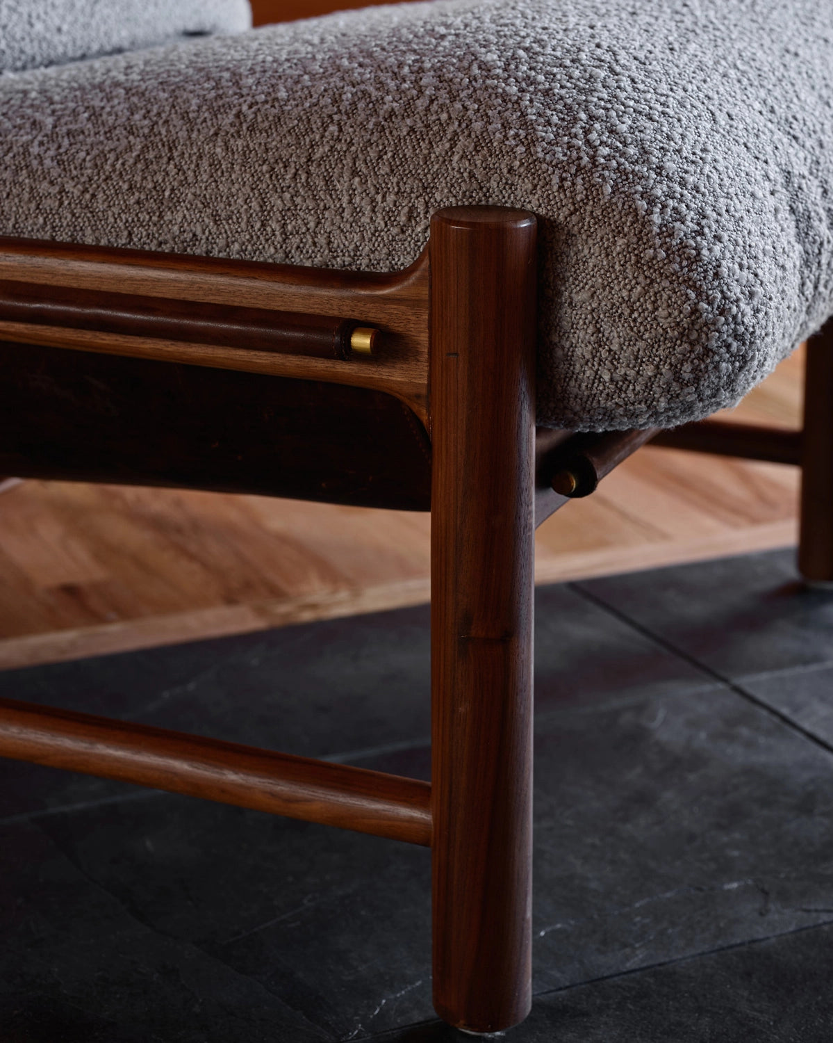 Stone Boucle / Maple Brown Leather / Walnut