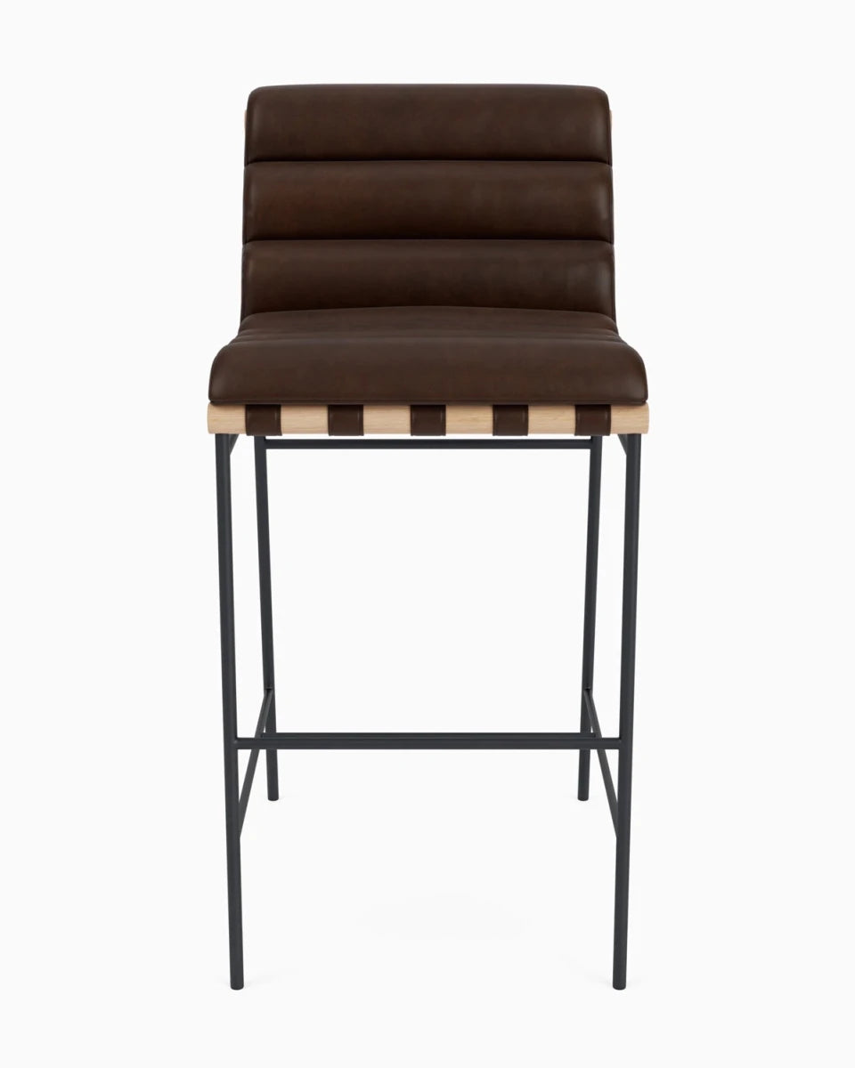 Maple Brown Leather / White Oak / Bar (30" Height)