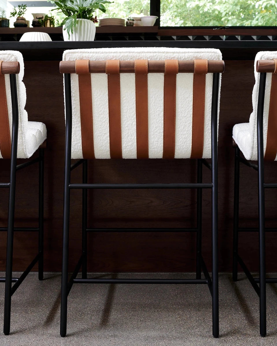 White Boucle / Walnut / Counter (24" Height)