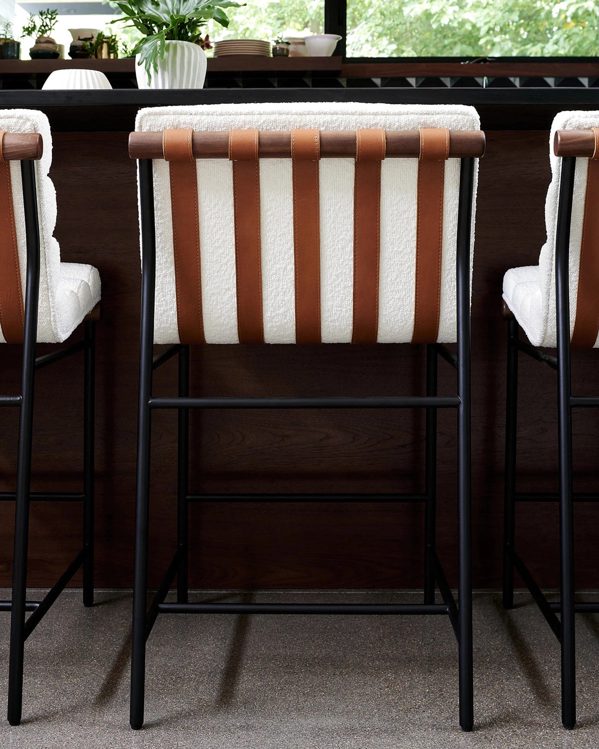 White Boucle / Walnut / Counter (24" Height)