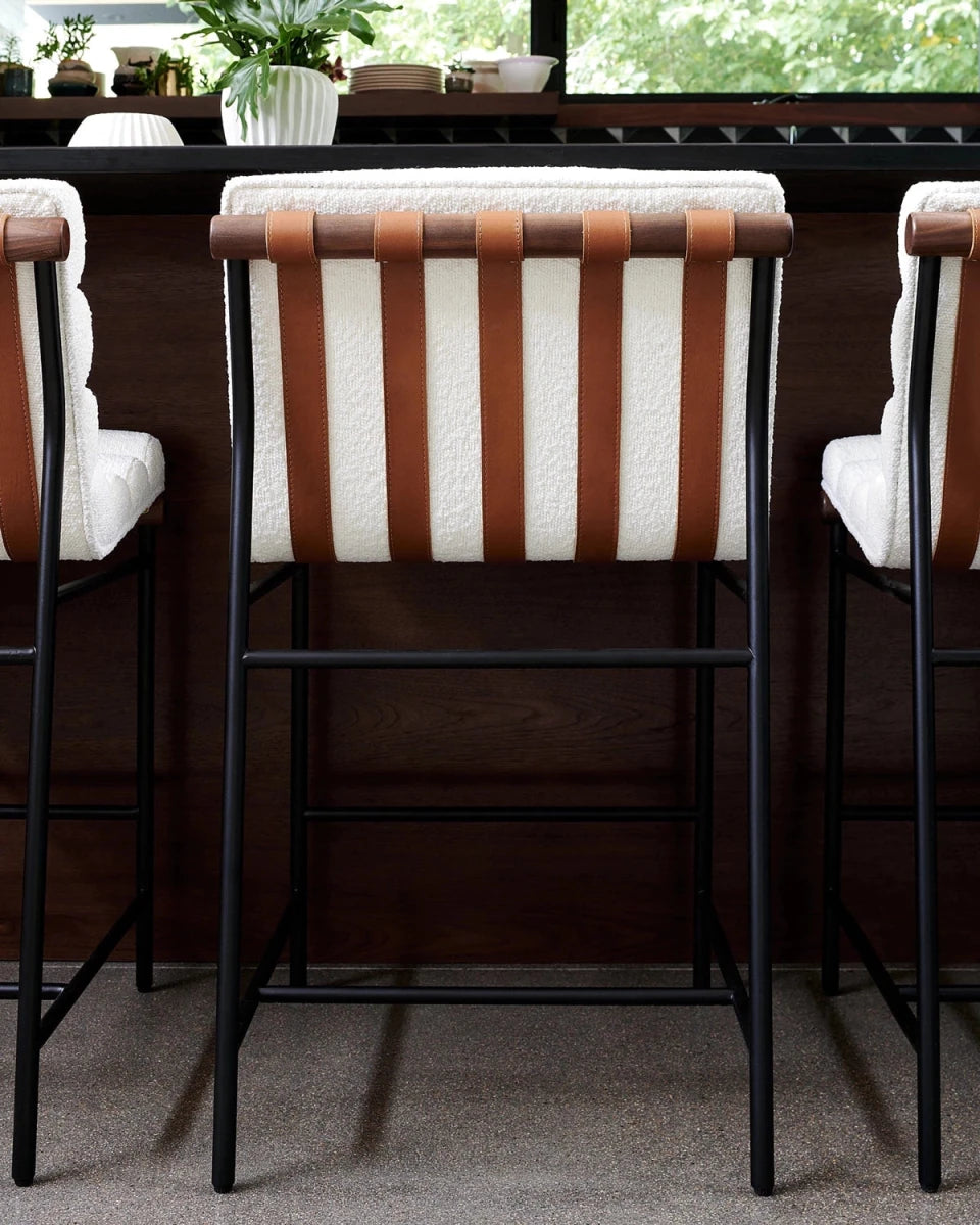 White Boucle / Walnut / Counter (24" Height)