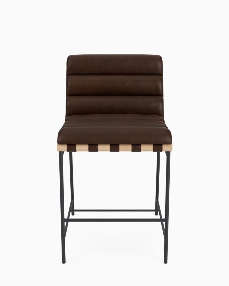 Maple Brown Leather / White Oak / Counter (24" Height)