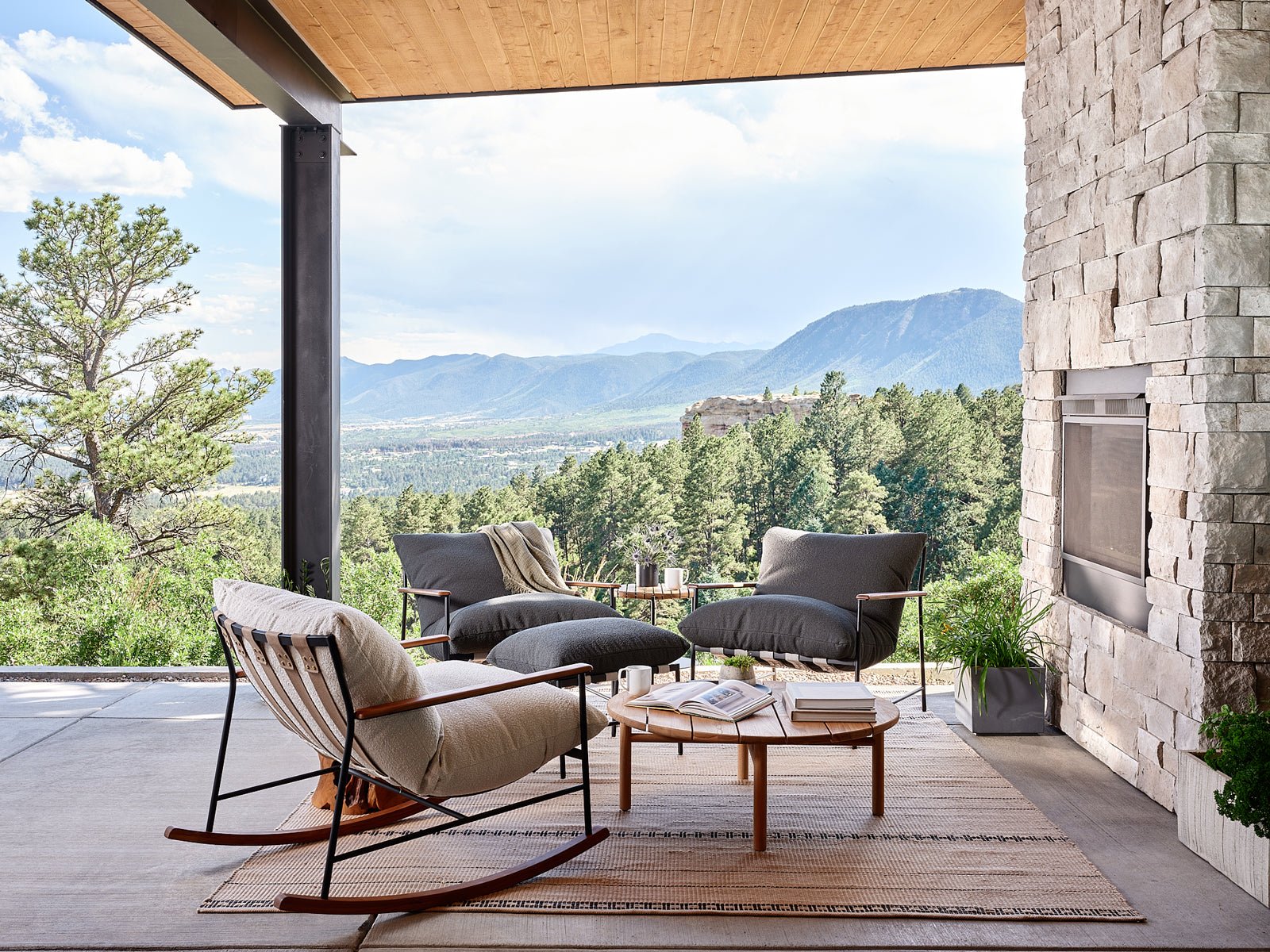 Sunroom Collection featuring the Outdoor Vail Rocker and Lounge Chair