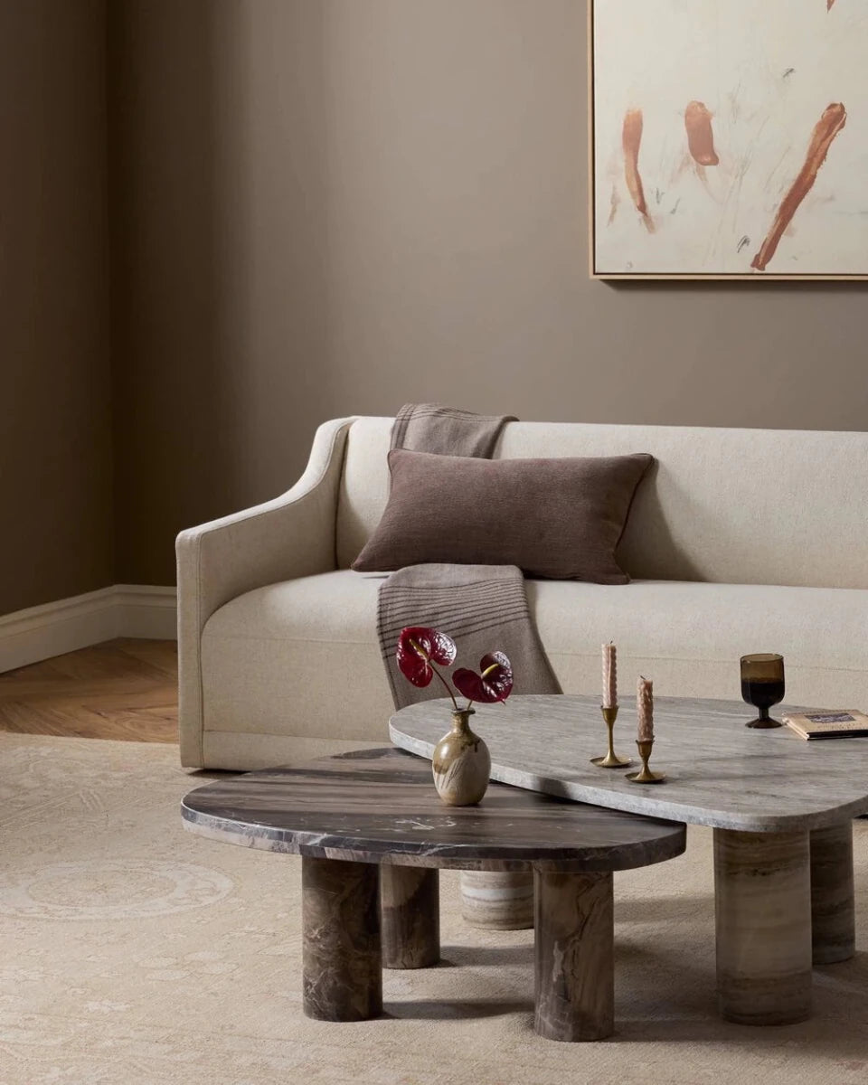 Large Antique White Marble + Small Rocky Brown Marble