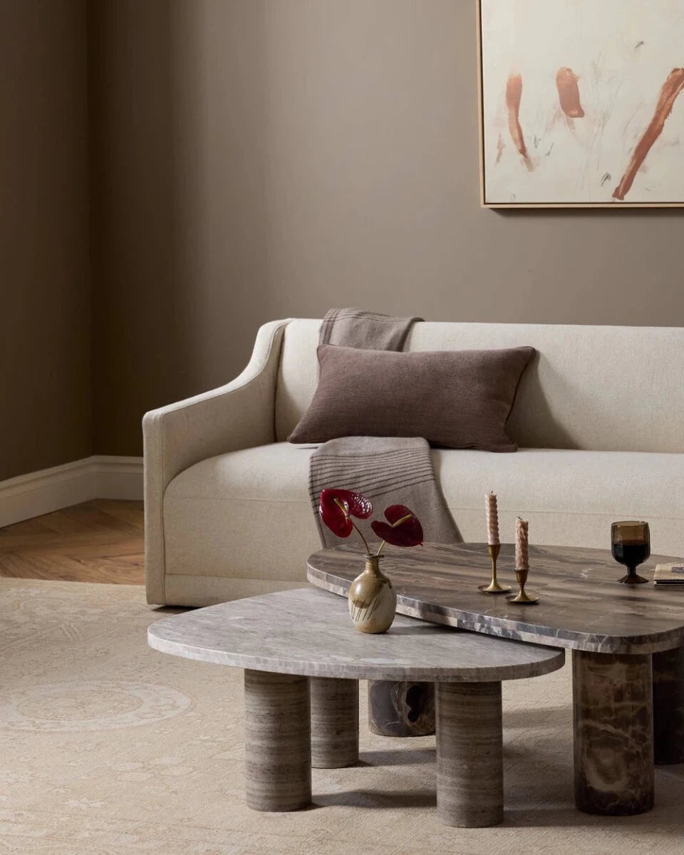 Small Antique White Marble + Large Rocky Brown Marble