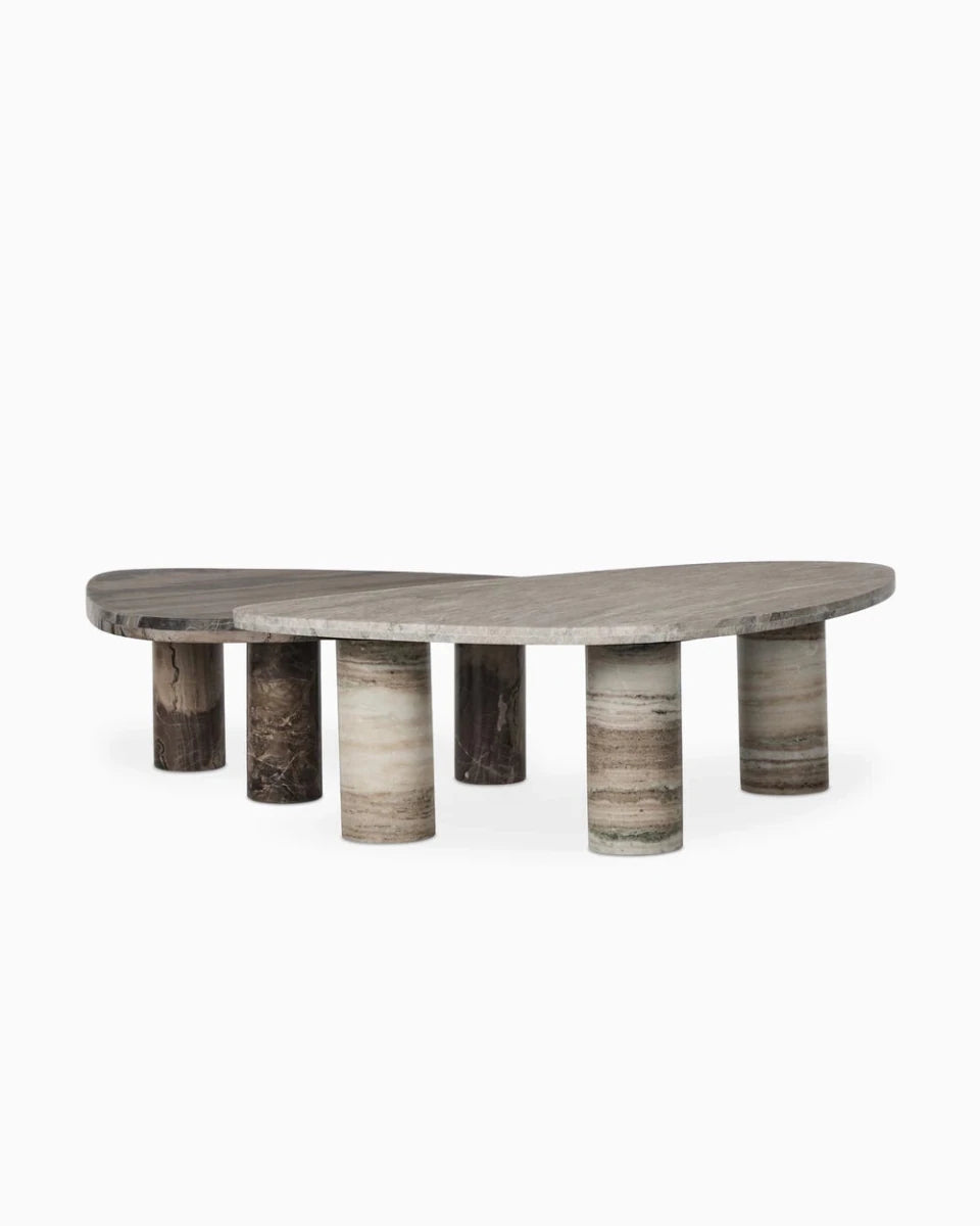 Large Antique White Marble + Small Rocky Brown Marble