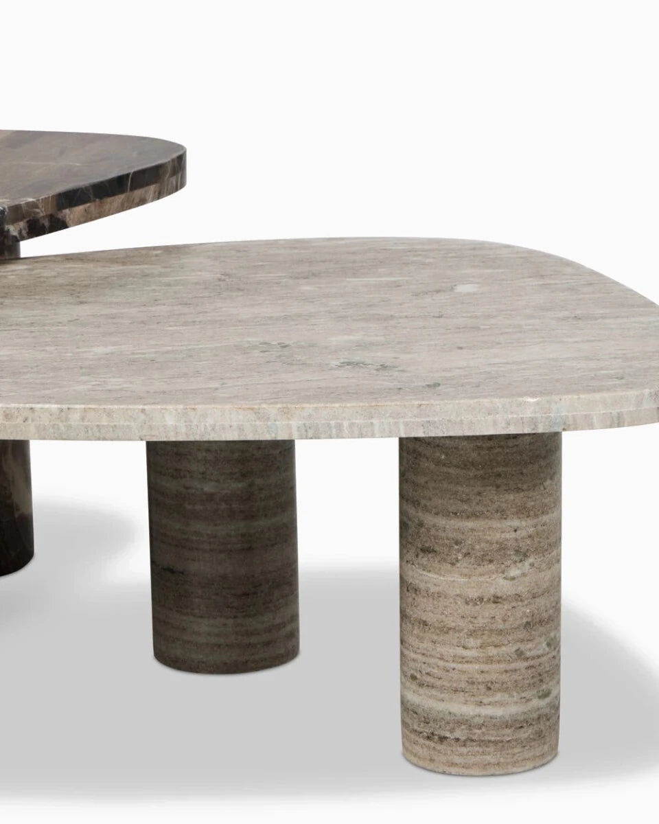 Small Antique White Marble + Large Rocky Brown Marble