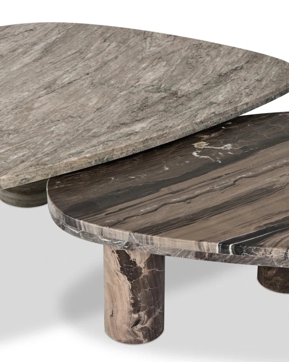 Large Antique White Marble + Small Rocky Brown Marble