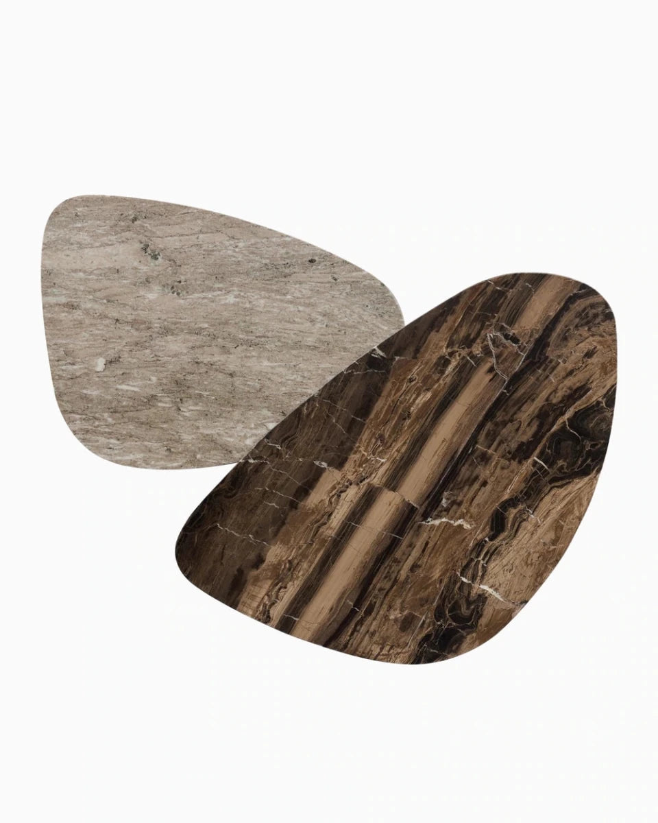 Small Antique White Marble + Large Rocky Brown Marble