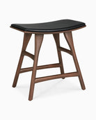 Brown Teak / Black Leather / Dining Height (19" Height)