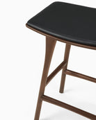 Brown Teak / Black Leather / Counter Height (26")