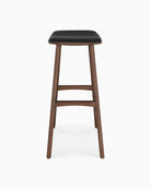 Brown Teak / Black Leather / Counter Height (26")