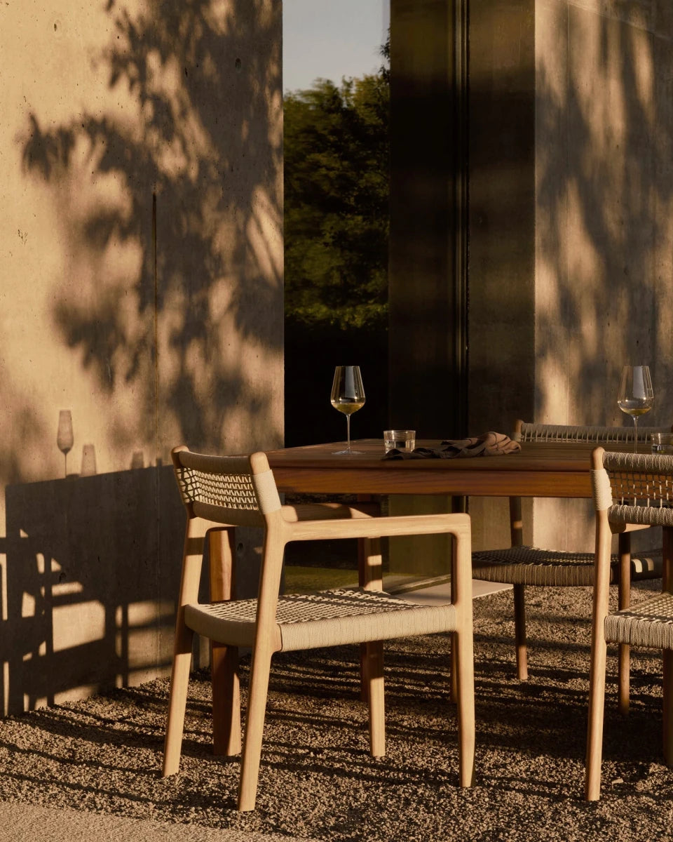 Teak & Beige Cord / No Cushion