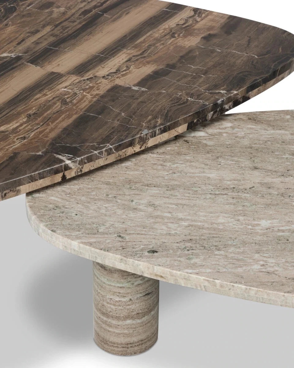 Small Antique White Marble + Large Rocky Brown Marble