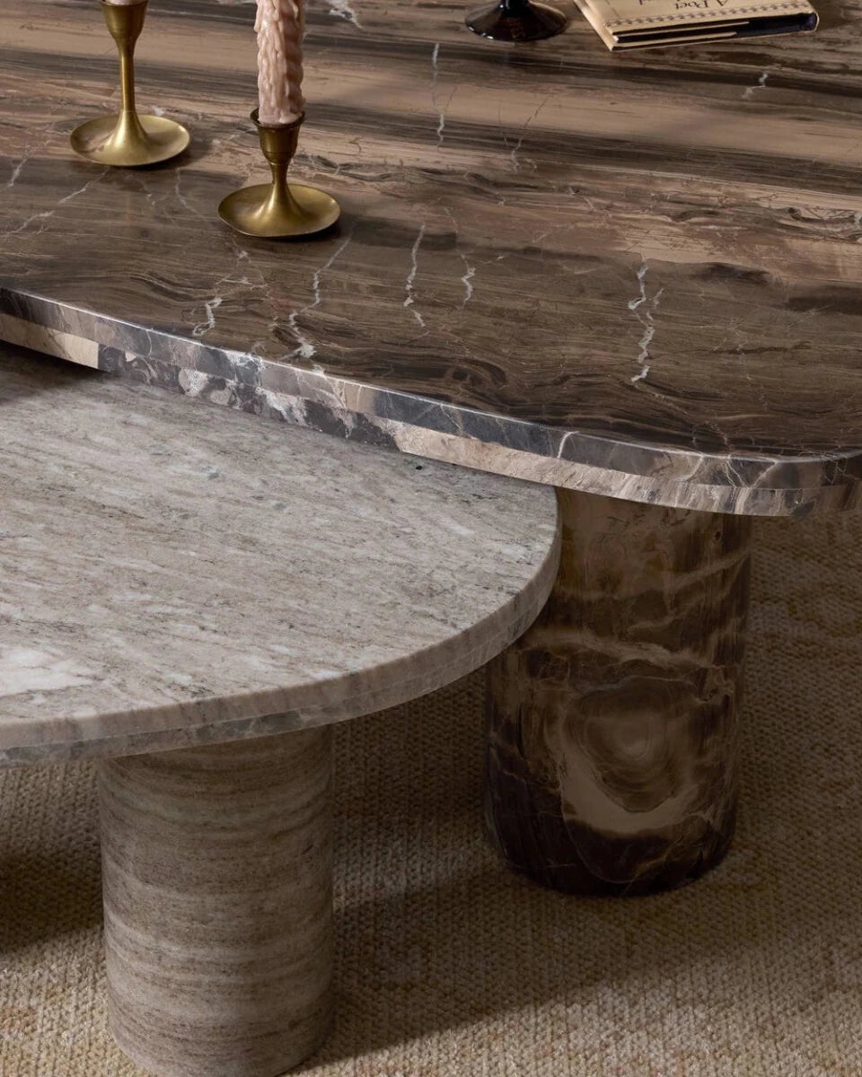 Small Antique White Marble + Large Rocky Brown Marble