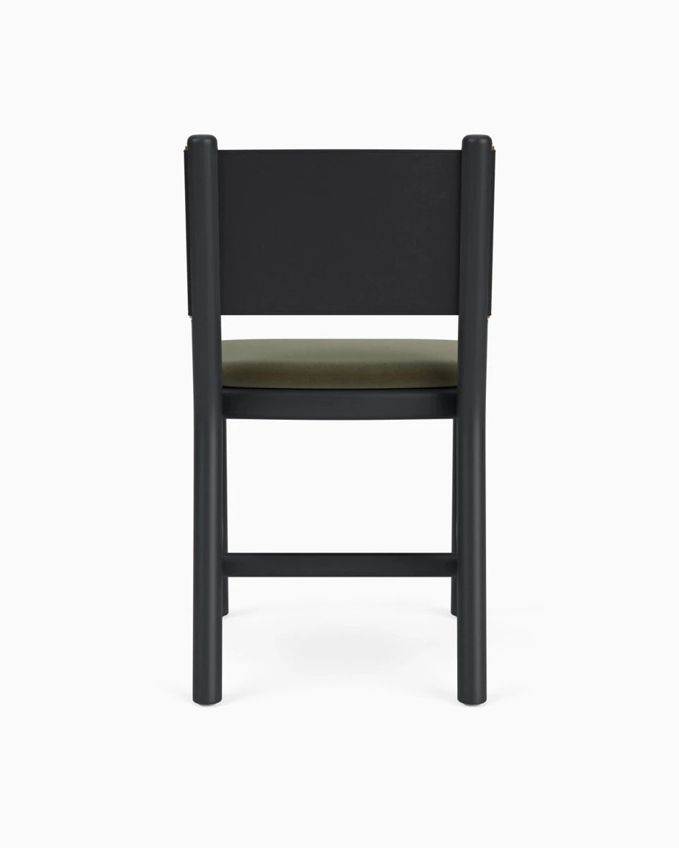 Balsam Velvet Seat / Black Leather Back / Ebony Oak Frame