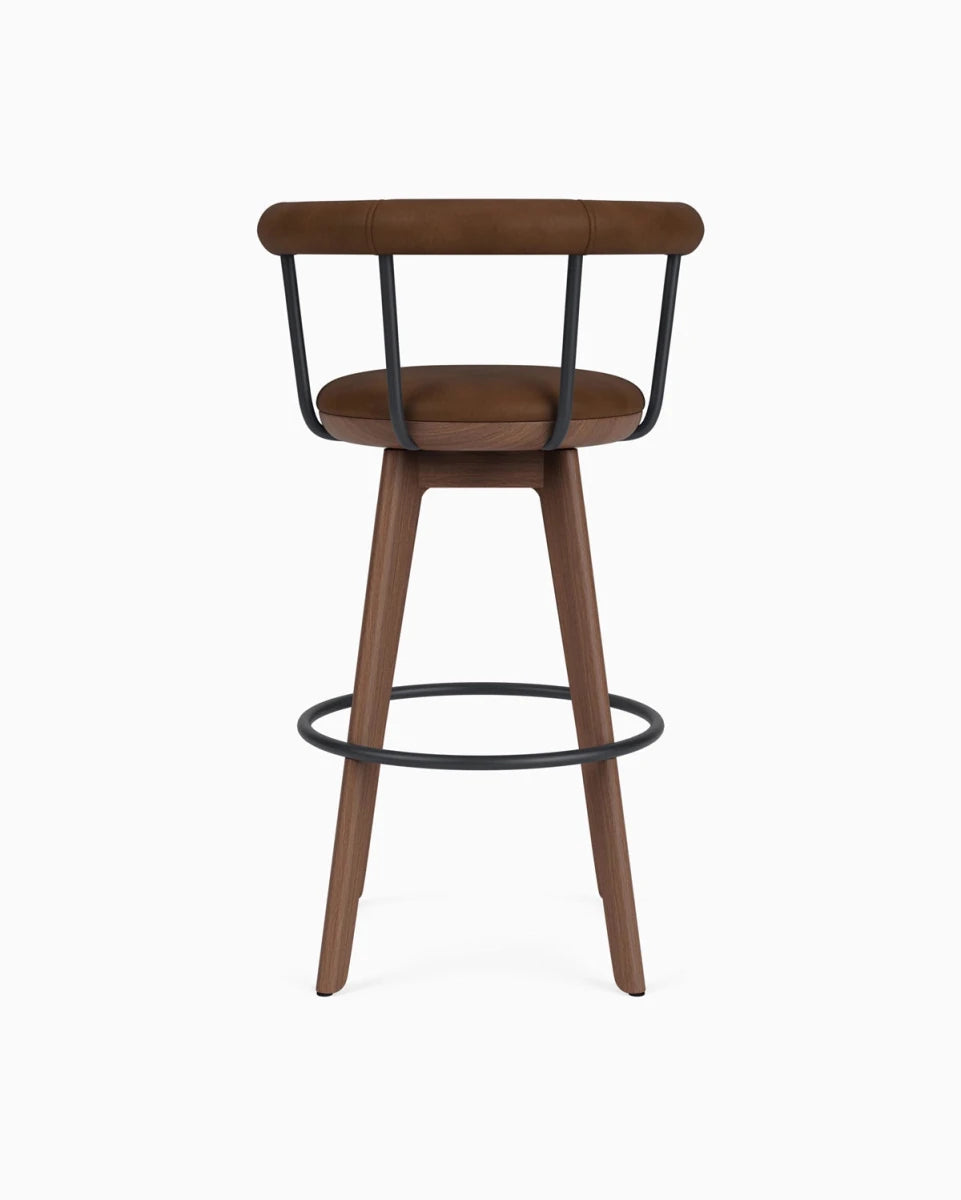 Chestnut Brown Leather / Walnut / Bar (31" Height)