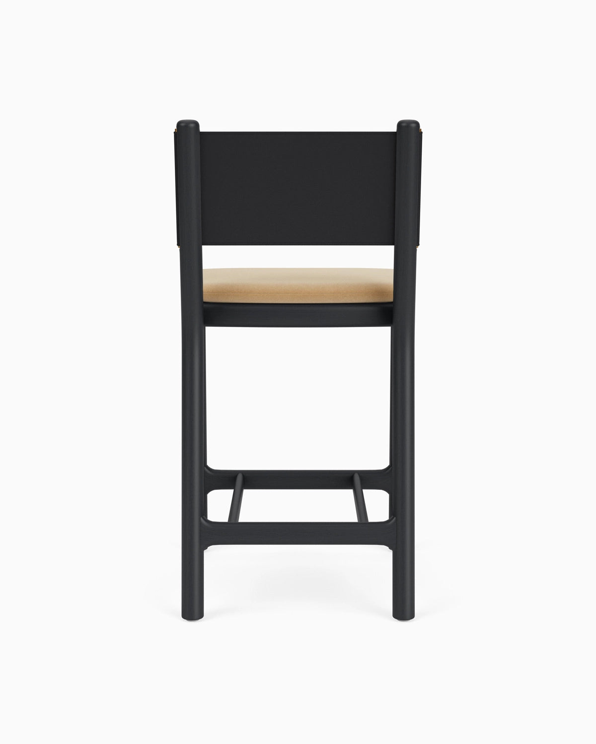 Caramel Velvet Seat / Black Leather Back / Ebony Oak Frame