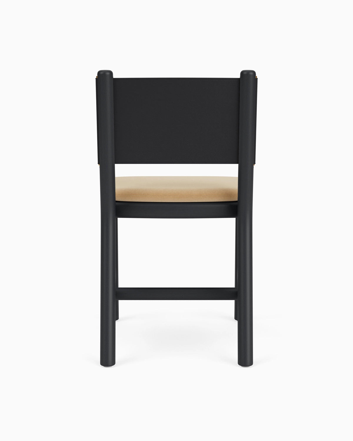 Caramel Velvet Seat / Black Leather Back / Ebony Oak Frame