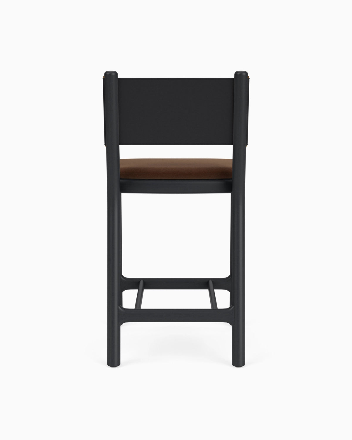 Cognac Velvet Seat / Black Leather Back / Ebony Oak Frame