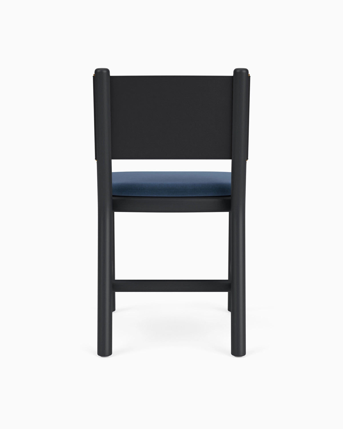 Denim Velvet Seat / Black Leather Back / Ebony Oak Frame