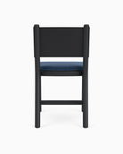 Denim Velvet Seat / Black Leather Back / Ebony Oak Frame