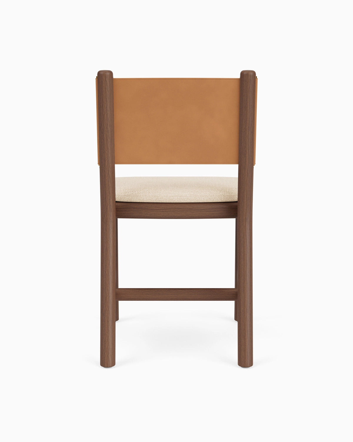 Oat Woven Seat / Saddle Leather Back / Walnut Frame