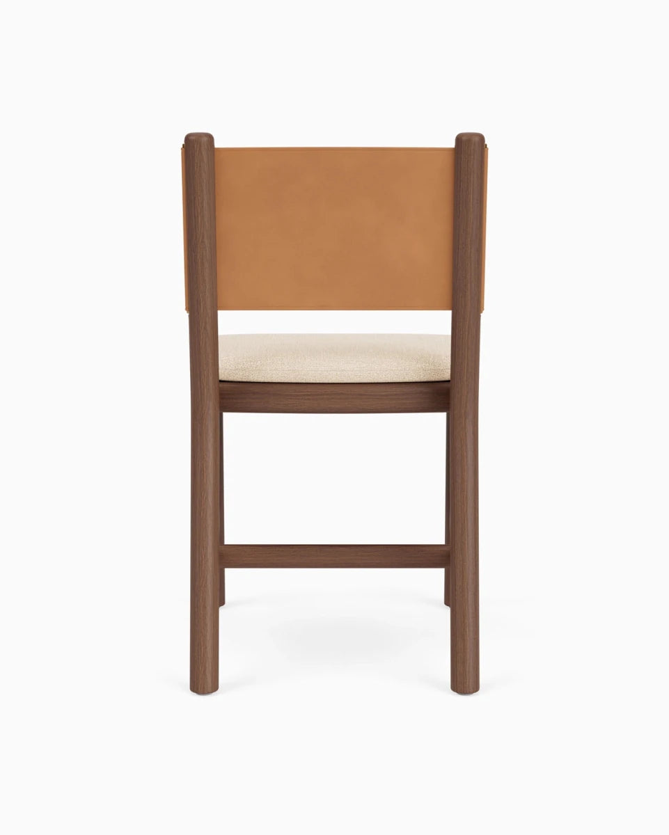 Oat Woven Seat / Saddle Leather Back / Walnut Frame