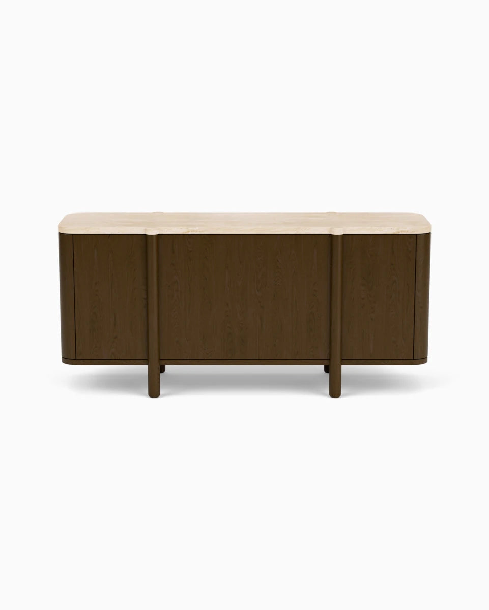 Espresso Oak / Travertine Top / 68"