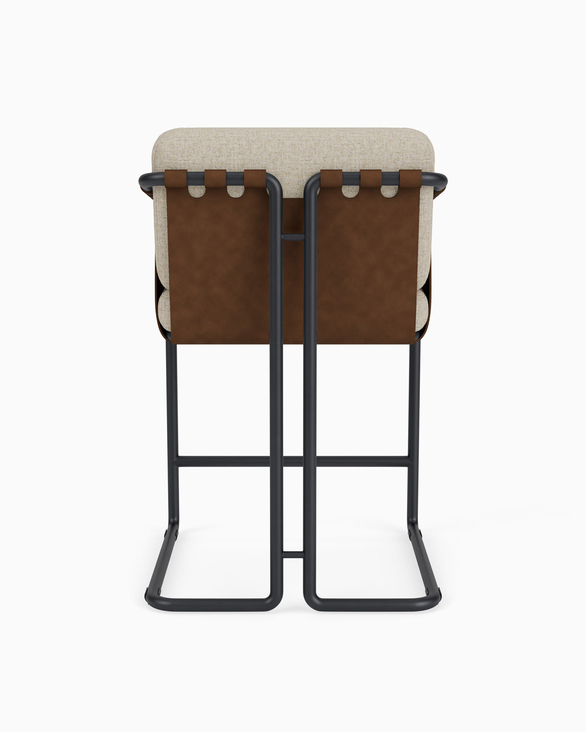 Flax Linen Seat / Chestnut Leather Sling / Matte Black / Counter (24.5" Height)