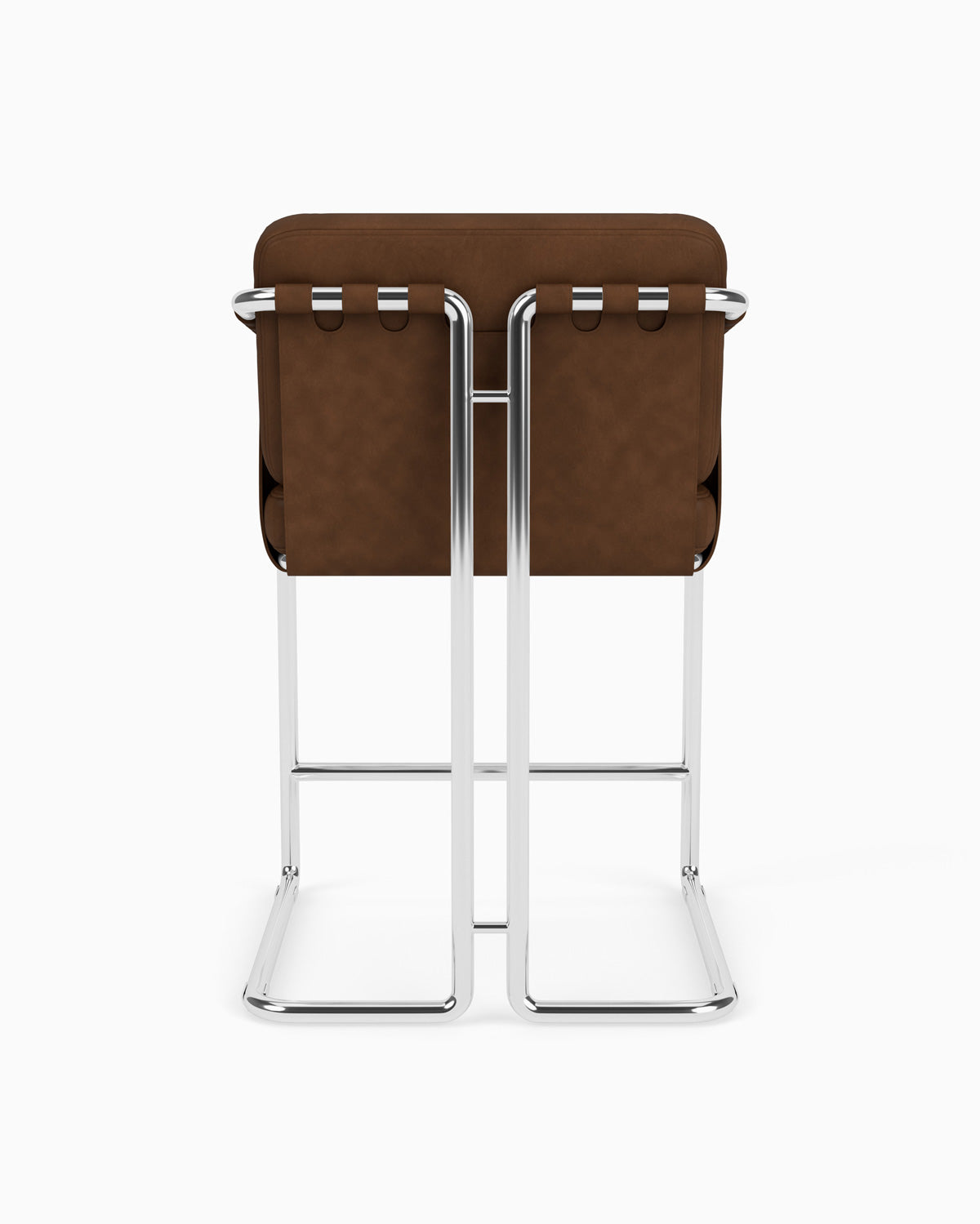 Chestnut Leather Seat / Chestnut Leather Sling / Polished Steel / Counter (24.5" Height)